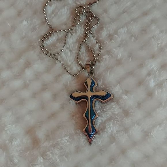 4 FOR $20 Cross Silver Blue Pendant Necklace - Picture 6 of 8